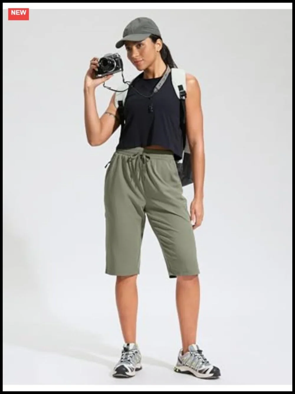 Women's Long Hiking Shorts Quick Dry Water Resistant UPF 50+ Zipper Pocket 13